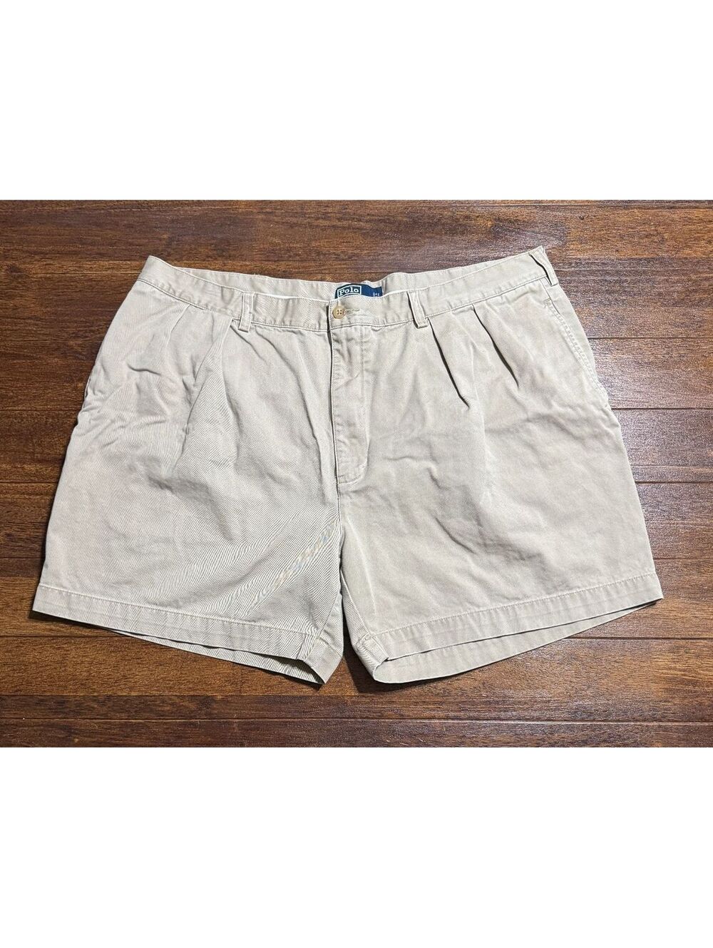 Polo Ralph Lauren Mens Andrew Pleated Chino Shorts 42 Tan Cotton 6" Vintage 90s